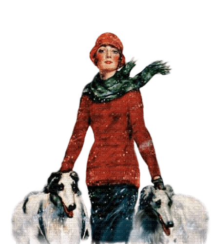 dama invierno i perros dubravka4 - png gratuito