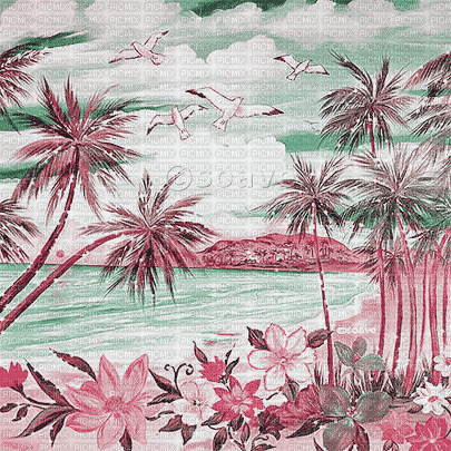 soave background animated  summer beach palm green - Free animated GIF