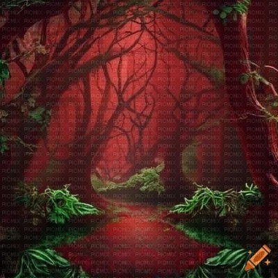 Red Dark Fantasy Forest - PNG gratuit