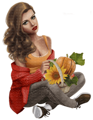woman femme frau autumn fall - ücretsiz png