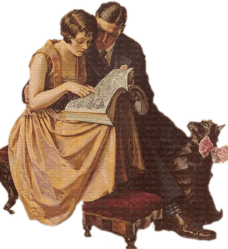 Paar, Vintage, Hund, Buch - kostenlos png