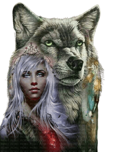 femme fantaisie loup - 免费PNG
