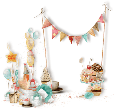 multicolore image encre gâteau pâtisserie bon anniversaire ballons edited by me - png gratis