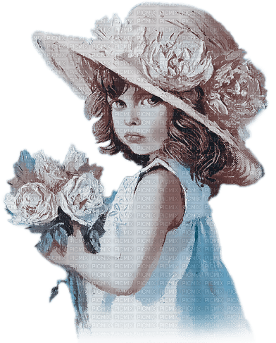 soave children girl vintage flowers hat spring - Free PNG