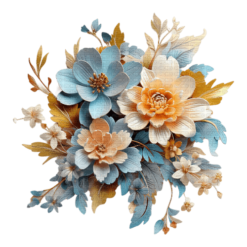 blue brown flower rox - besplatni png