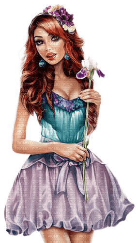 Девушка с цветком - png grátis