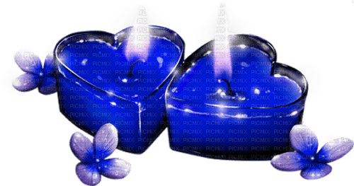 Candles.Hearts.Flowers.Blue.White - zdarma png