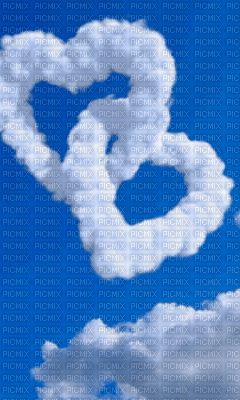 maj gif coeurs nuages - Бесплатный анимированный гифка