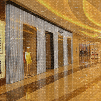 Golden Shopping Mall - GIF animé gratuit