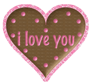 i love you brown pink glitter - GIF animé gratuit