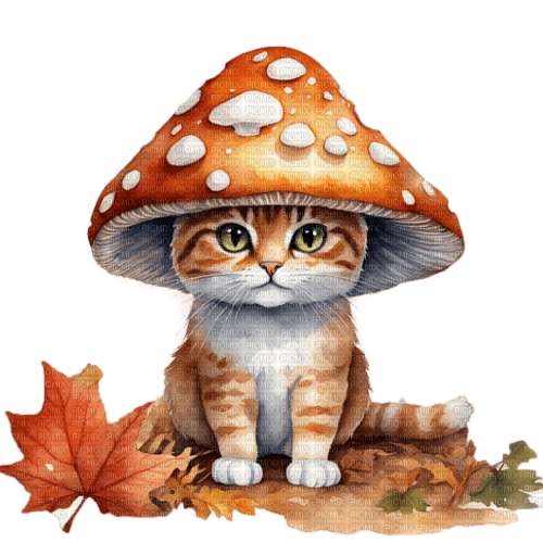 Watercolor - Autumn - Cat - darmowe png