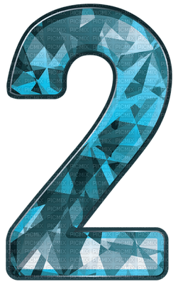 Kaz_Creations Numbers Number 2 Crystal Blue - ücretsiz png