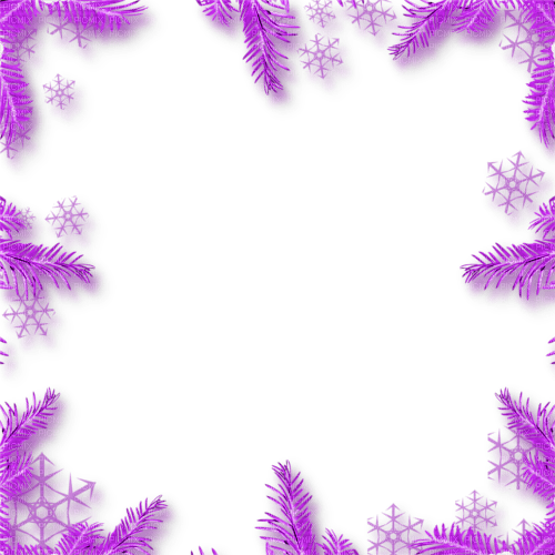 Snowflakes.Branches.Frame.Purple - PNG gratuit