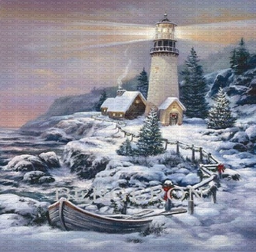 loly33 fond  phare  hiver - ingyenes png