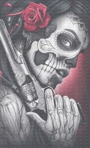 Skull Girl with Gun - darmowe png