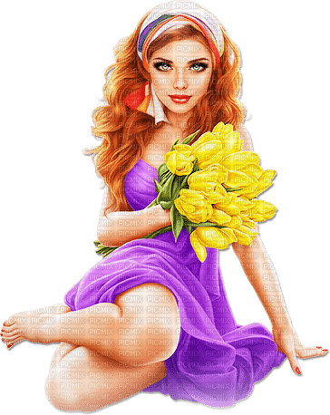 soave woman spring flowers fashion tulips - zdarma png