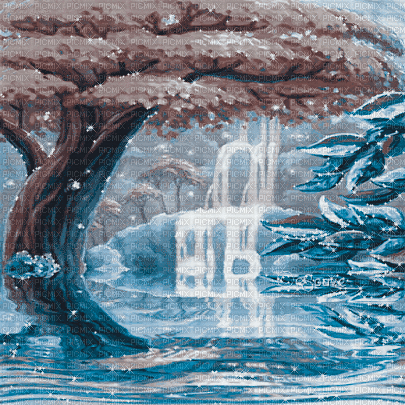 soave background animated tree waterwall water - Nemokamas animacinis gif
