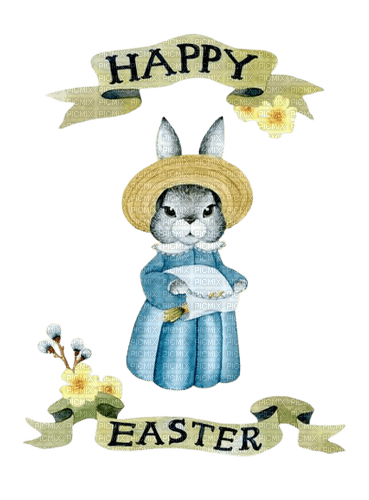 kikkapink vintage bunny spring easter happy - png grátis