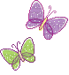 cute purple and green pixel butterflies - Free animated GIF