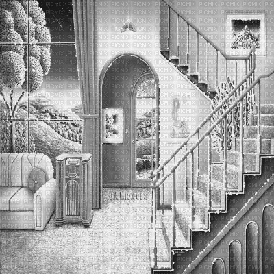 Y.A.M._Interior room background black-white - Animovaný GIF zadarmo