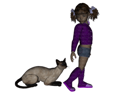 fille chat - kostenlos png