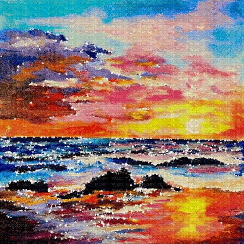 amefragile sunset sea glitter gif - 免费动画 GIF