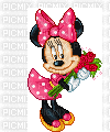 image encre animé Minnie Disney effet  fleurs edited by me - Zdarma animovaný GIF
