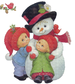 minou-deco winter-snowman-child - Gratis animerad GIF