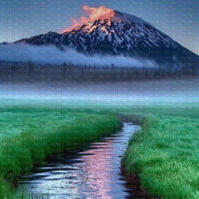 image encre animé effet paysage eau la nature montagne edited by me - GIF เคลื่อนไหวฟรี