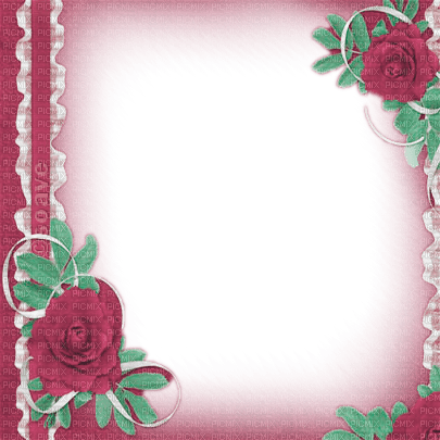 soave frame vintage flowers rose lace PINK green - zadarmo png
