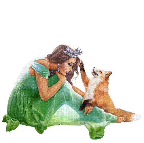fantasy woman and fox by nataliplis - PNG gratuit