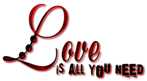 Love is All You Need.Text.Red.Black - PNG gratuit