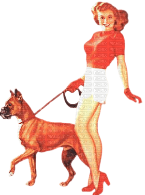 Vintage Pin up with Dog - png gratuito