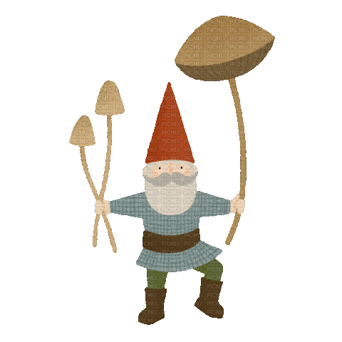 Gnome with Mushrooms - GIF animé gratuit