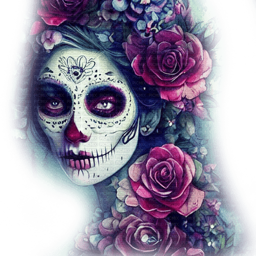 kikkapink gothic portrait skull face woman - ücretsiz png