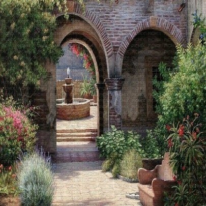 fond background landscape paysage garden jardin spring wall passage way garten - gratis png