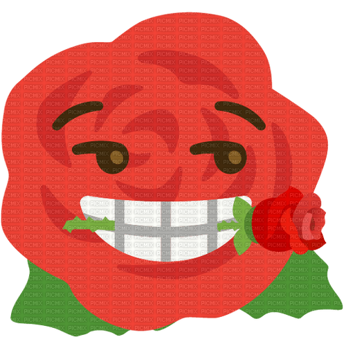 Rose with grin and rose in teeth emoji - Free PNG