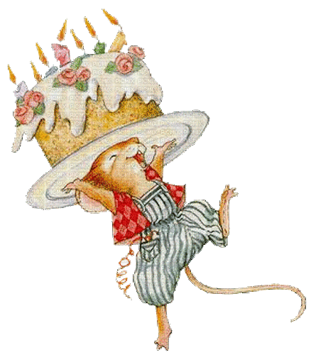 Happy Birthday, Torte, Maus - Gratis geanimeerde GIF