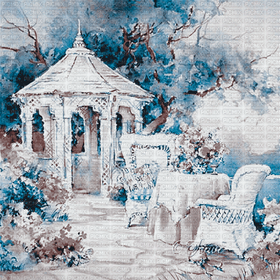 soave background animated vintage garden blue - Gratis animeret GIF