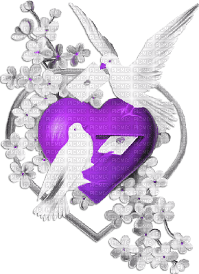 soave deco vintage dove bird  heart flowers - png ฟรี