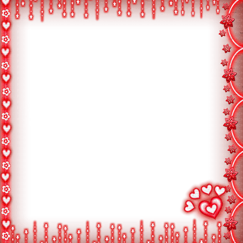 Frame.Flowers.Hearts.Stars.Red - PNG gratuit