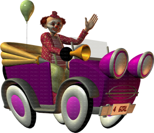 Kaz_Creations Clown In Car - png gratis