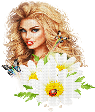 soave woman fashion spring flowers daisy green - gratis png