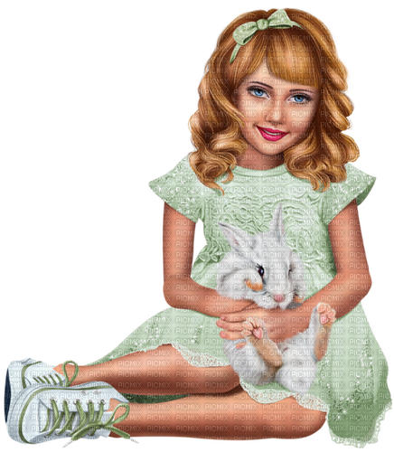 Girl with a rabbit. Easter. Spring. Leila - 免费PNG