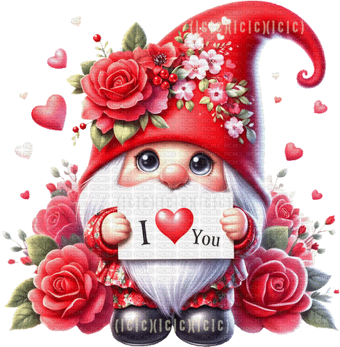 sm3 red gnome valentine gif cute animated - GIF animé gratuit