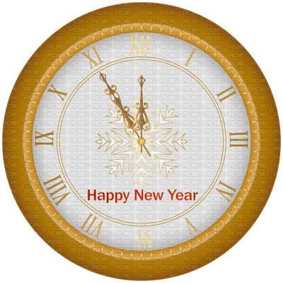 Kaz_Creations Happy-New-Year-Logo-Text-Deco-Clock - 無料png