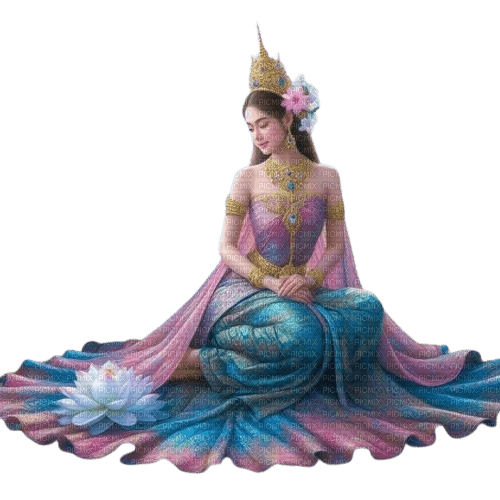 loly33 femme zen lotus - PNG gratuit