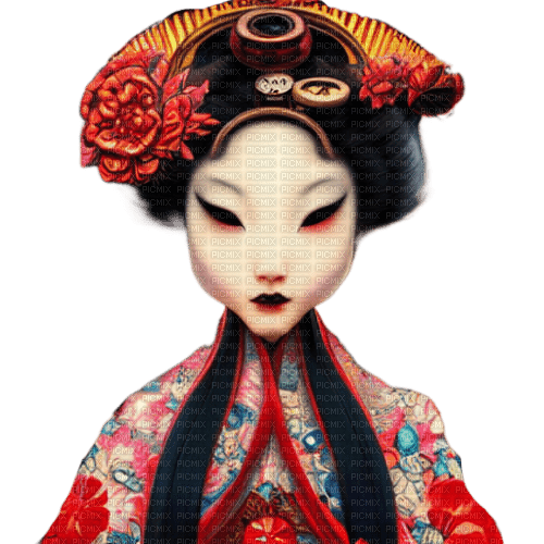 kikkapink surreal woman geisha - 免费PNG