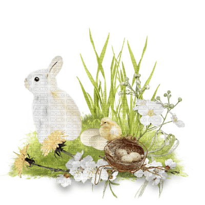 happy easter deco pâques lapin - 無料png