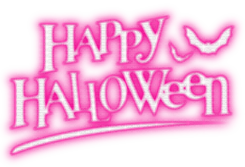 Happy Halloween.Text.Pink.White - zdarma png